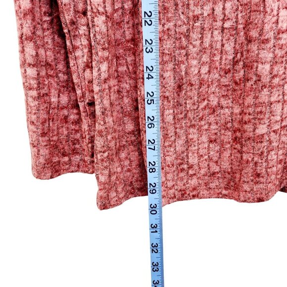 Womens Ribbed Knit Asymmetrical Button Front Sweater Top Long Sleeve Red Size XL - Picture 10 of 14